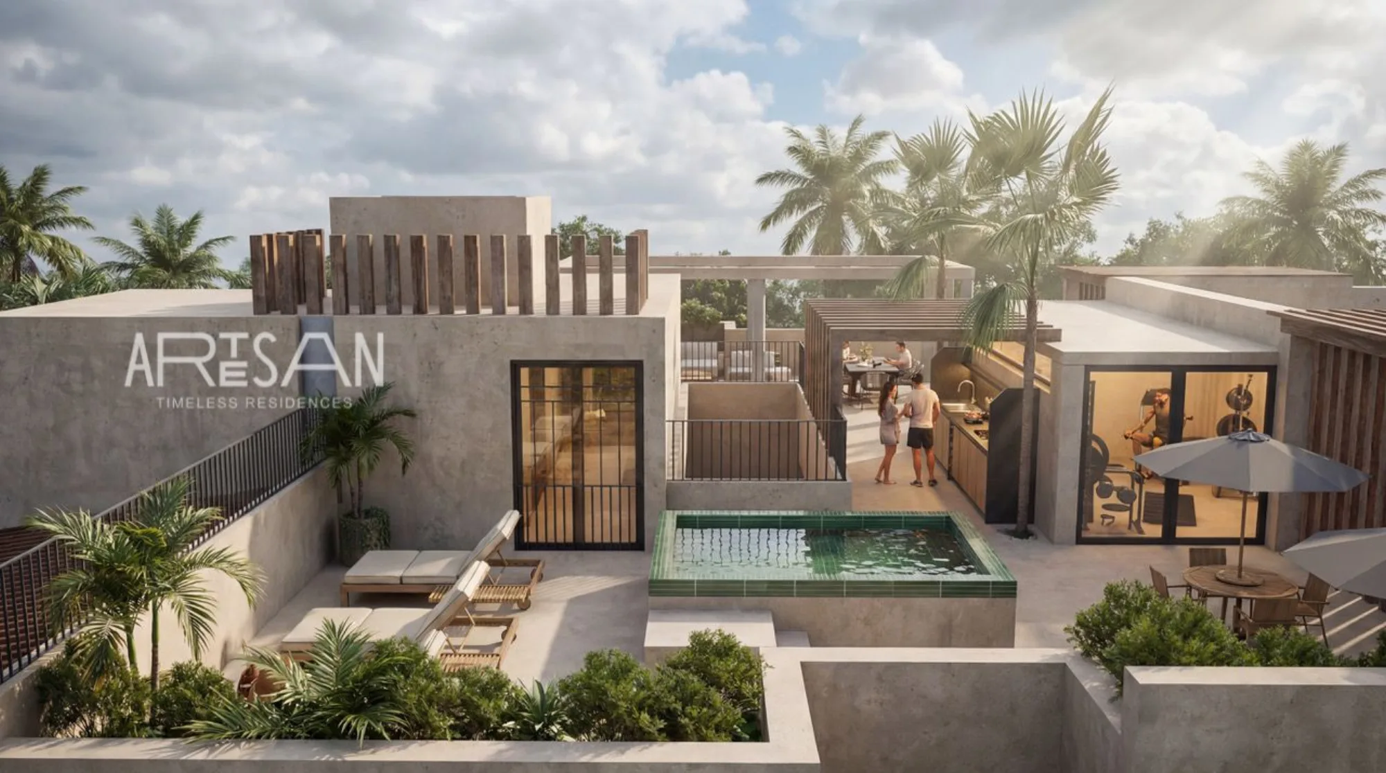 Artesan Residences — artesan aérea alberca roof, Caleta Xelha