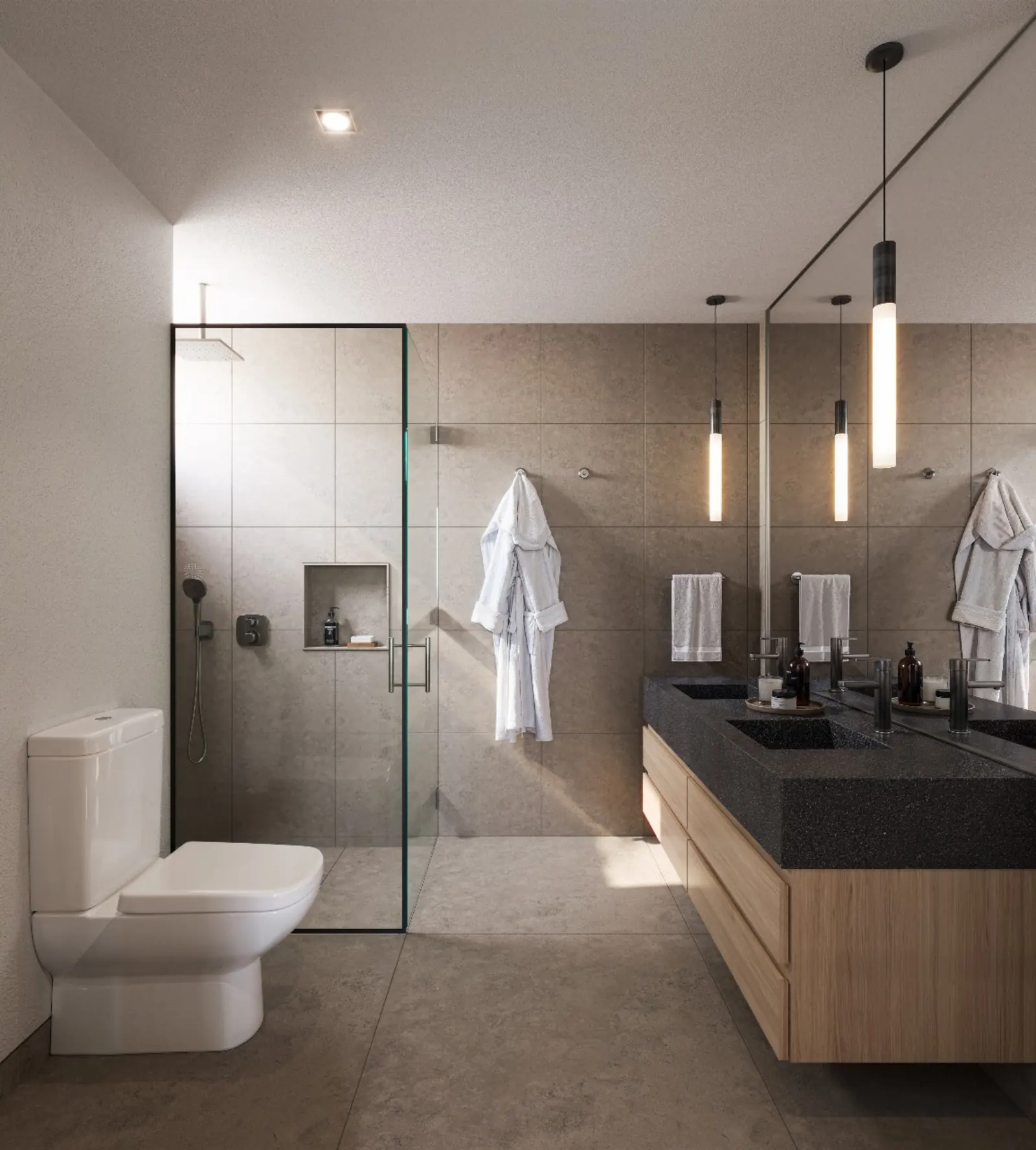 Bakabá Playacar — baño principal doble lavabo regadera, Playacar