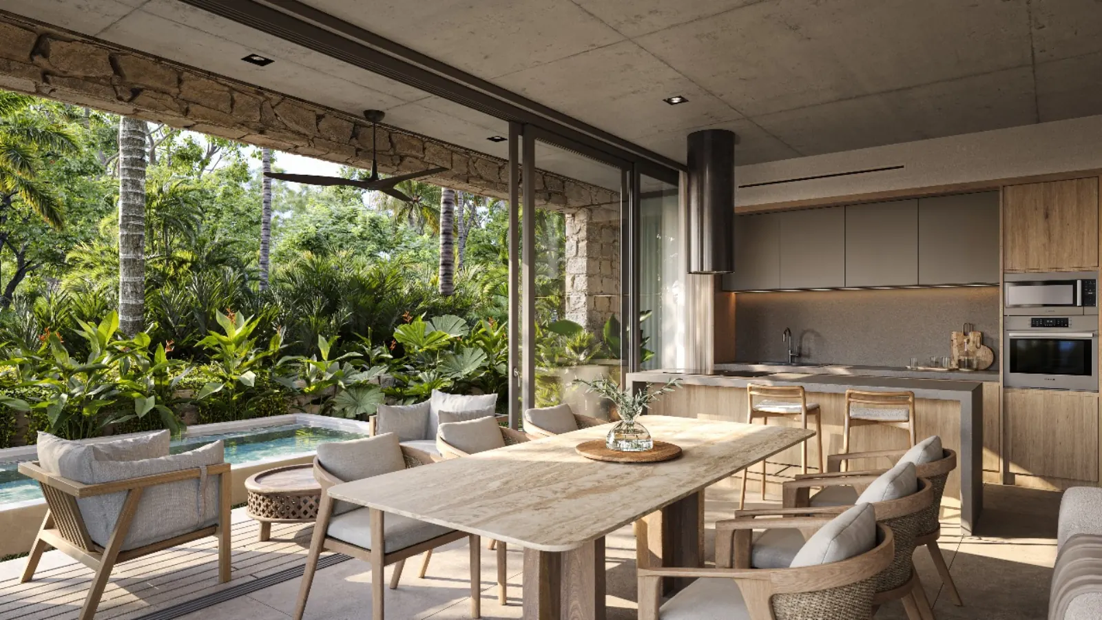 Bakabá Playacar — cocina comedor terraza alberca, Playacar