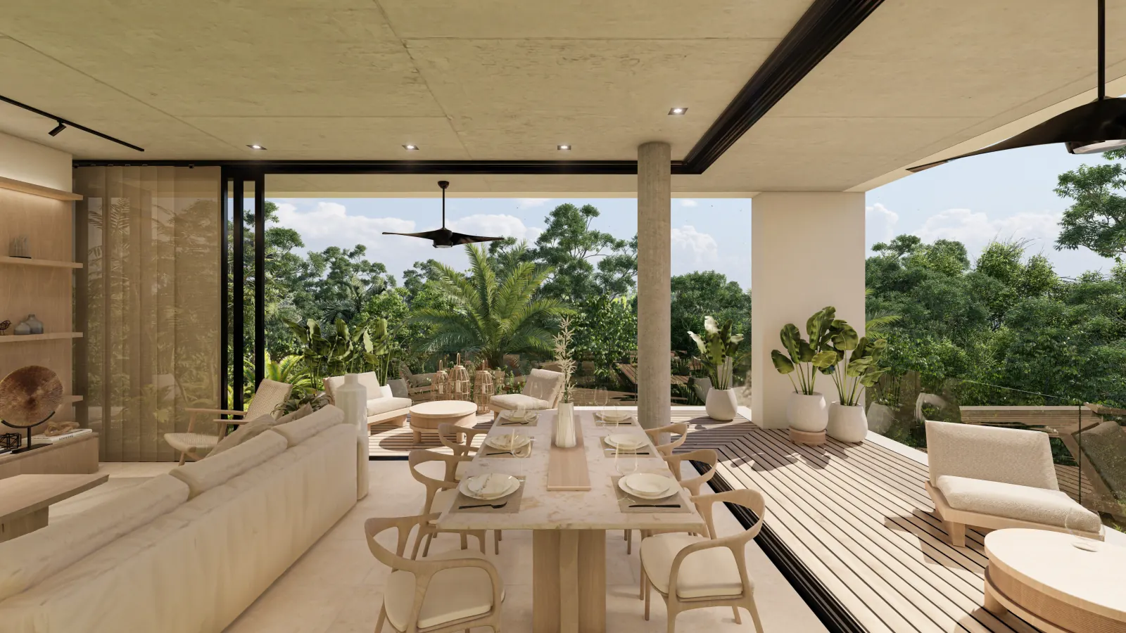 Bakabá Playacar — comedor sala terraza deck penthouse, Playacar