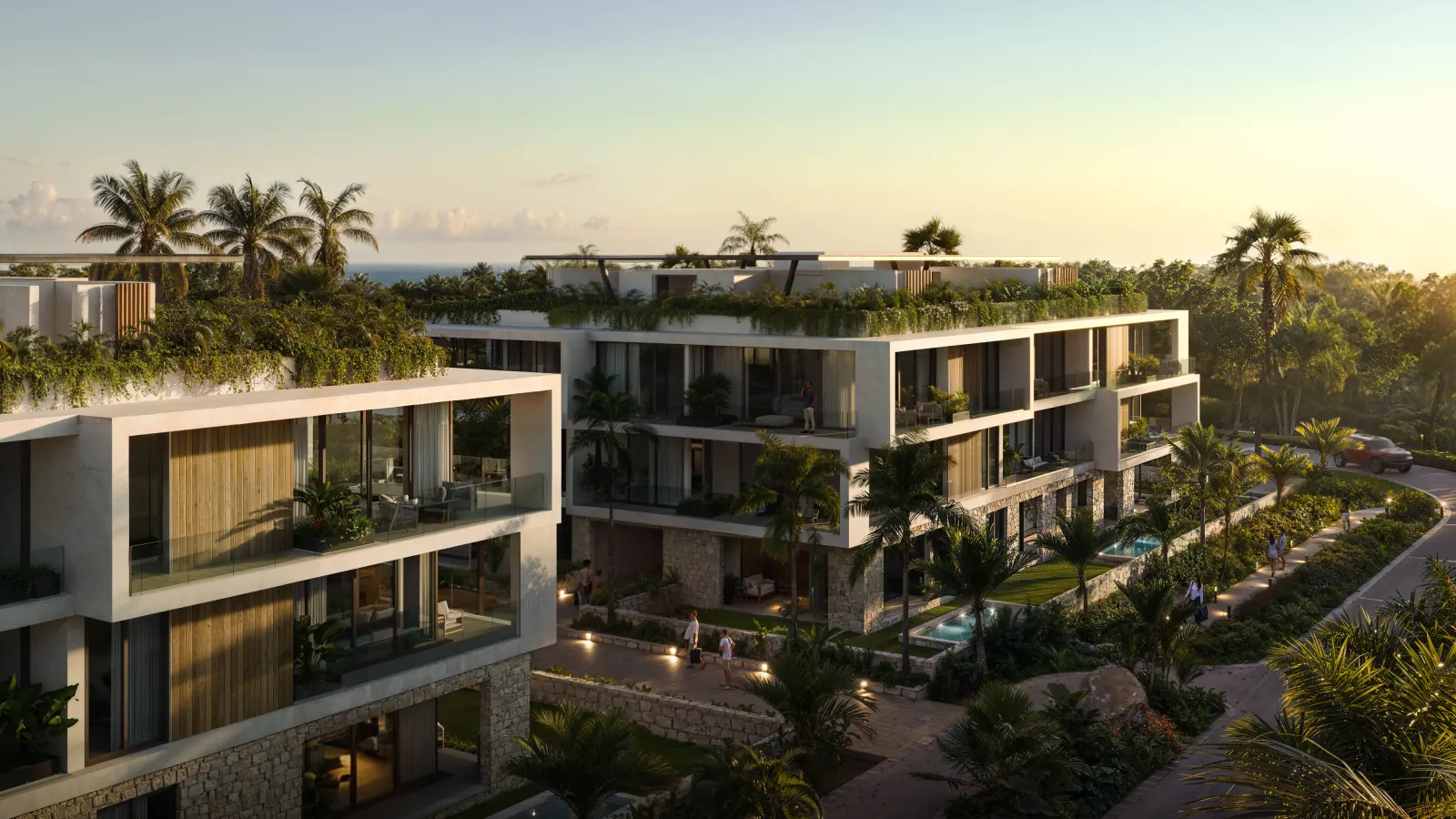 Bakabá Playacar — vista aérea atardecer mar Caribe, Playacar