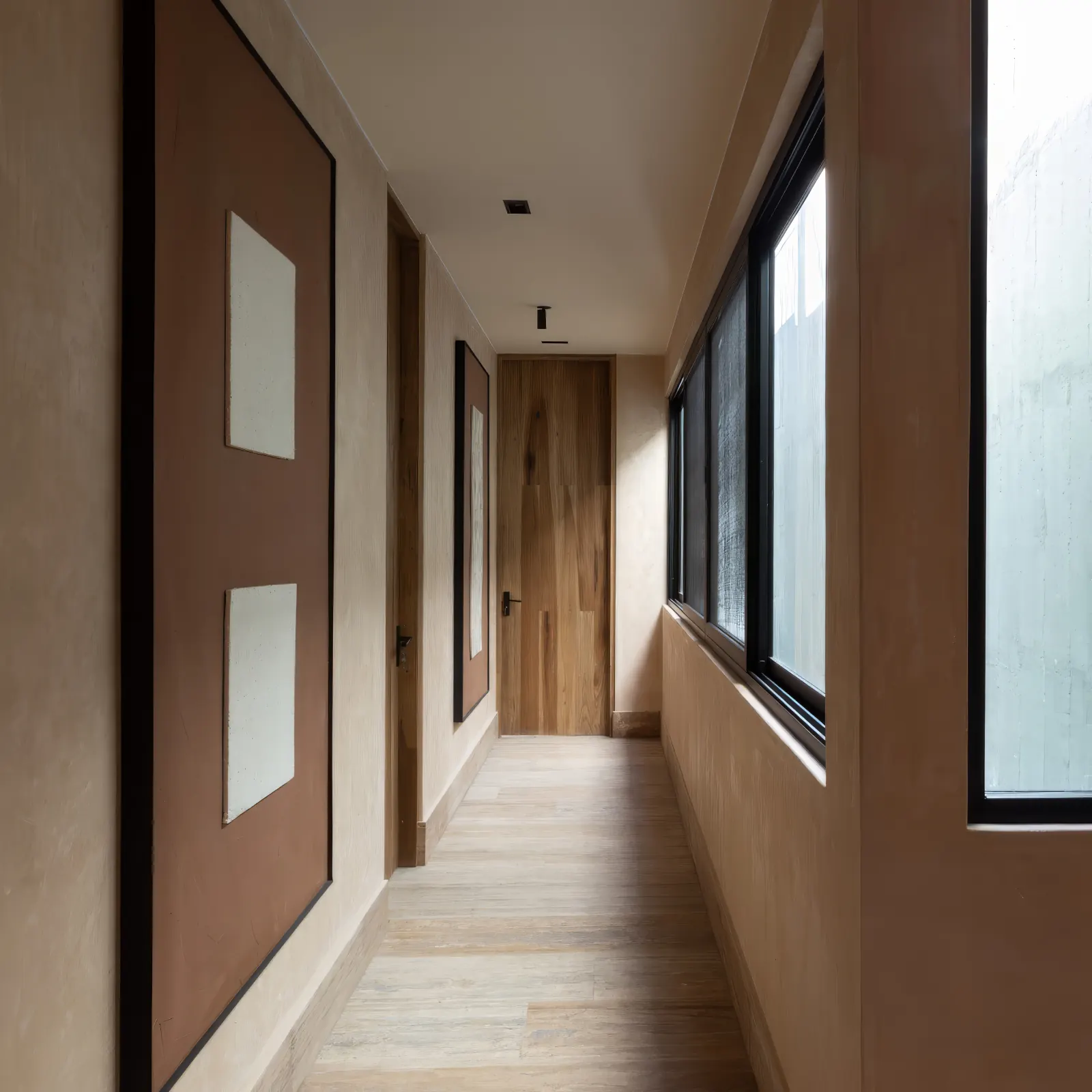Pasillo interior iluminado diseno casa maria - Casa María