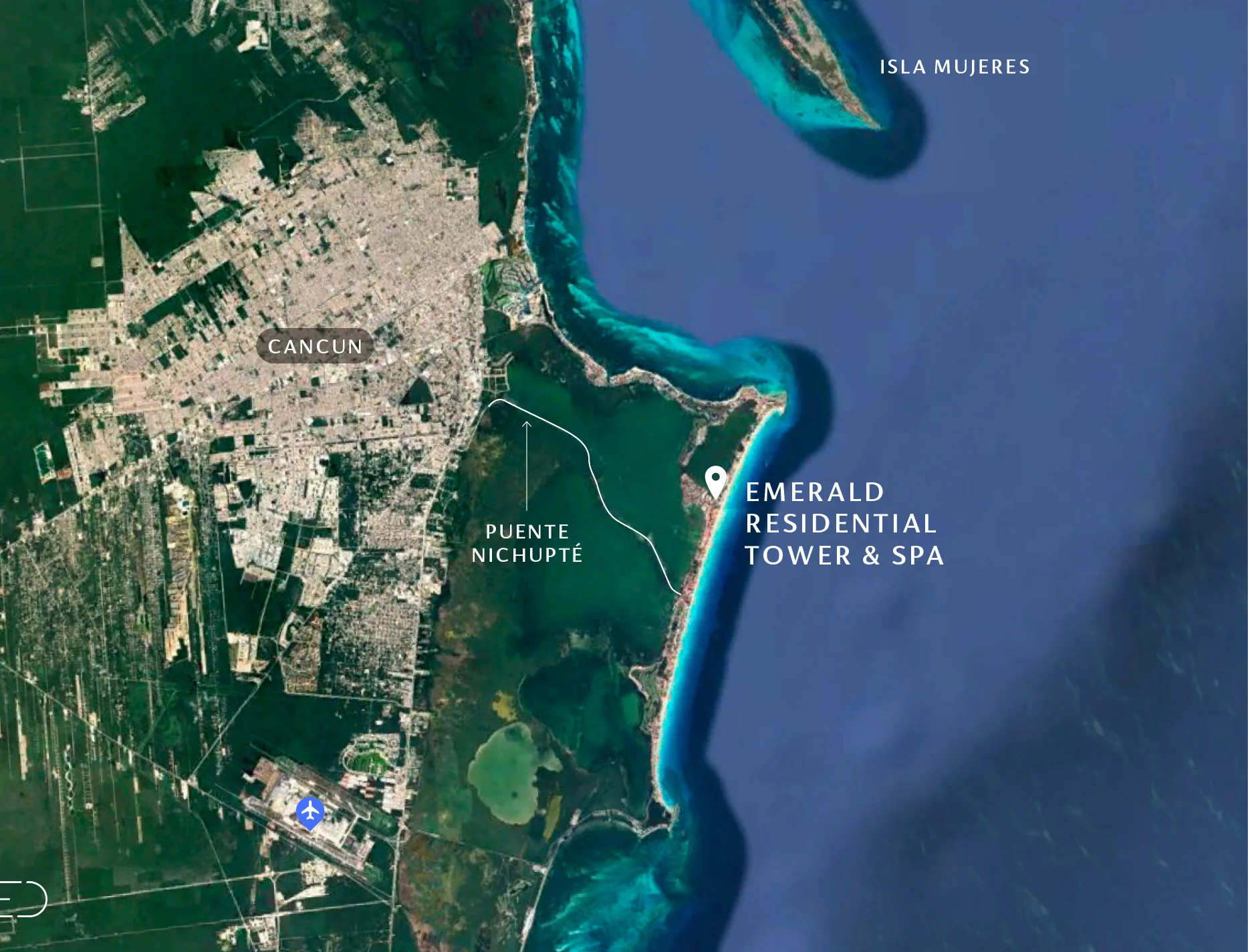 Emerald Residences — emerald cancun vista aérea ubicacion, Zona Hotelera