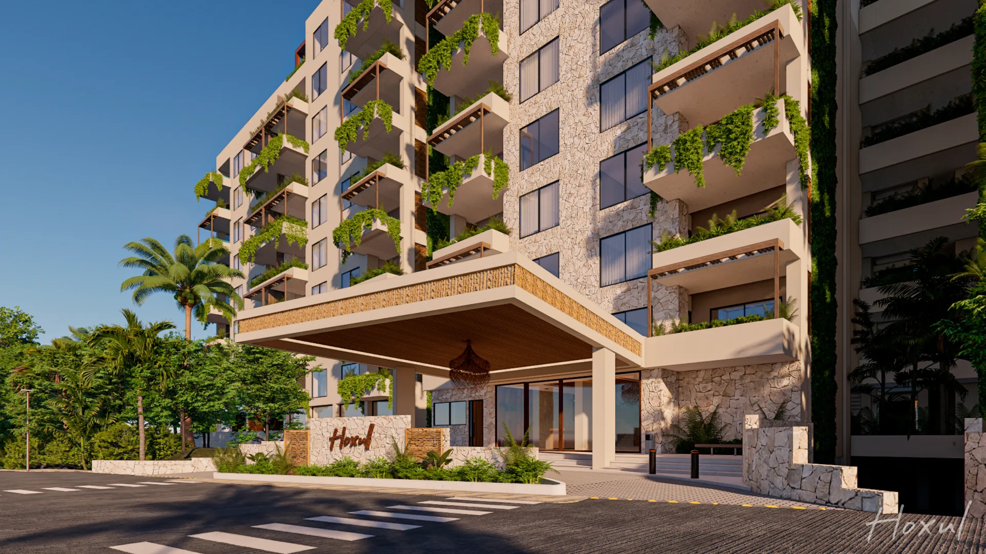 Hoxul Luxury Residences — motor lobby acceso, Corasol