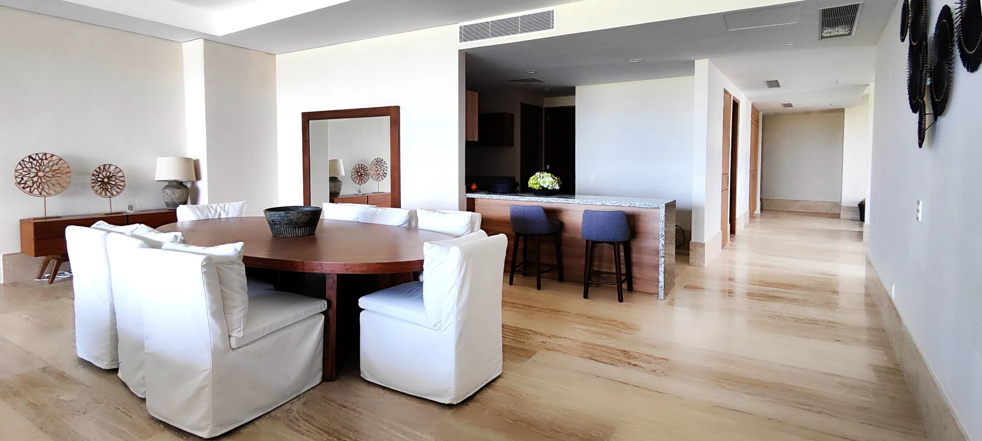 Indoor hallway with water feature - La Vela
