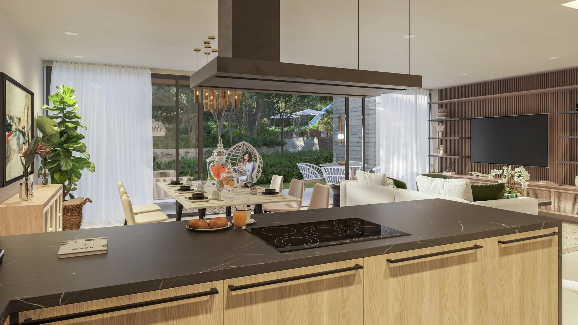Interior sala Two Bedroom Macondo Residences