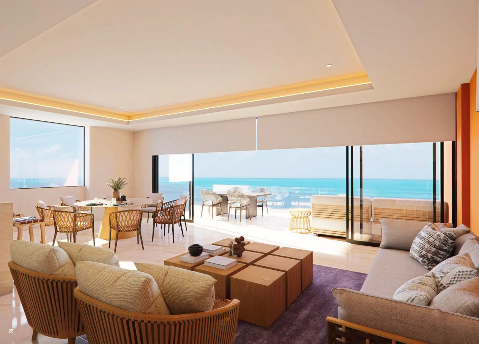Sala del modelo Vela en Mistral Costa Mujeres con acabados de lujo