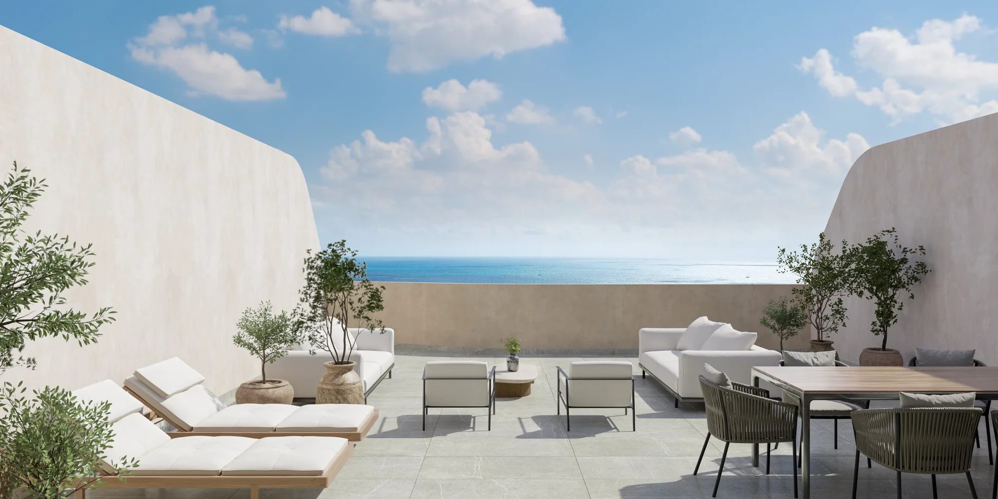 Ocean Towers penthouse rooftop with Caribbean Sea view