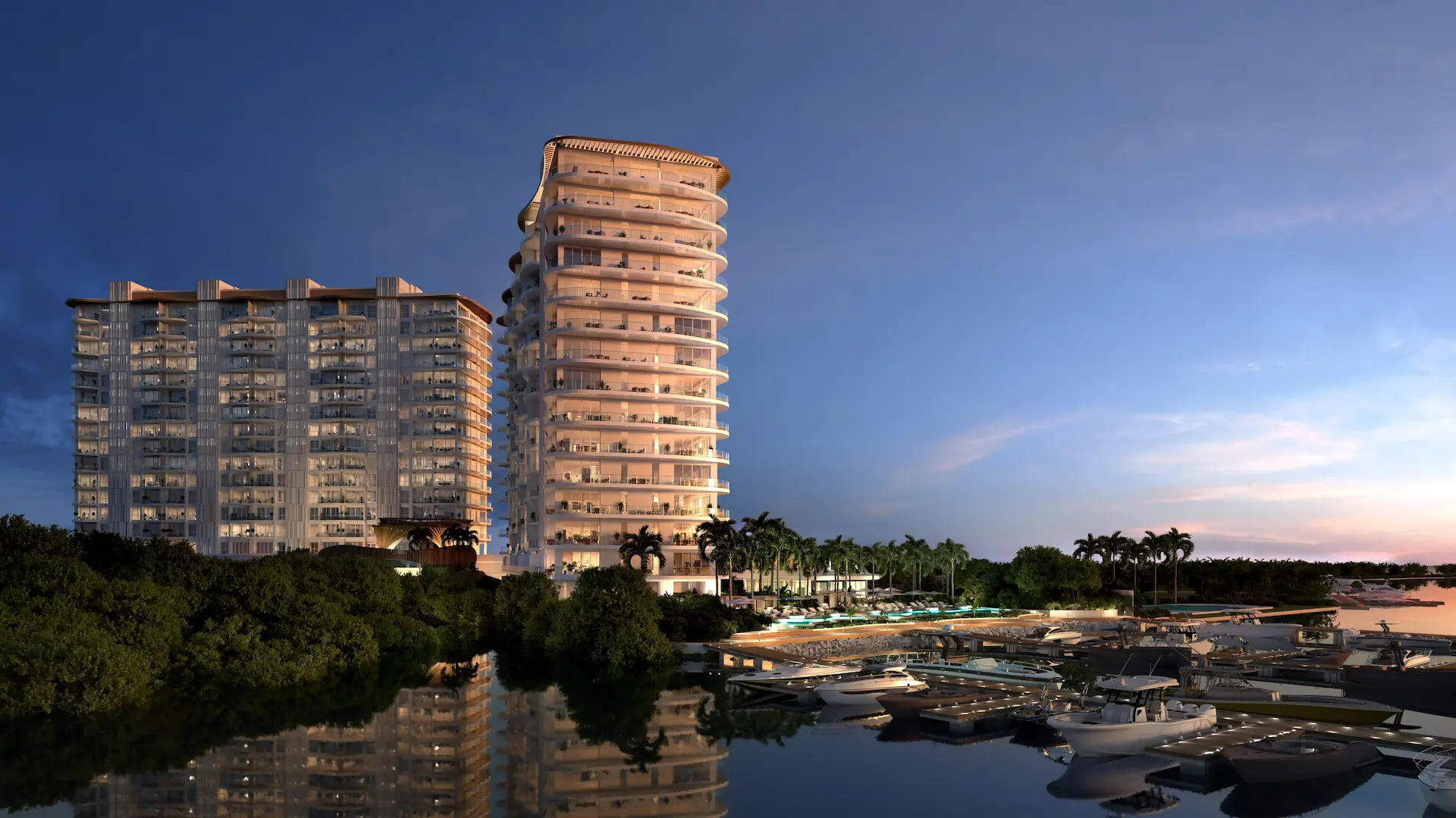 Atardecer desde One Laguna Residences & Marina Club, La Isla Cancún