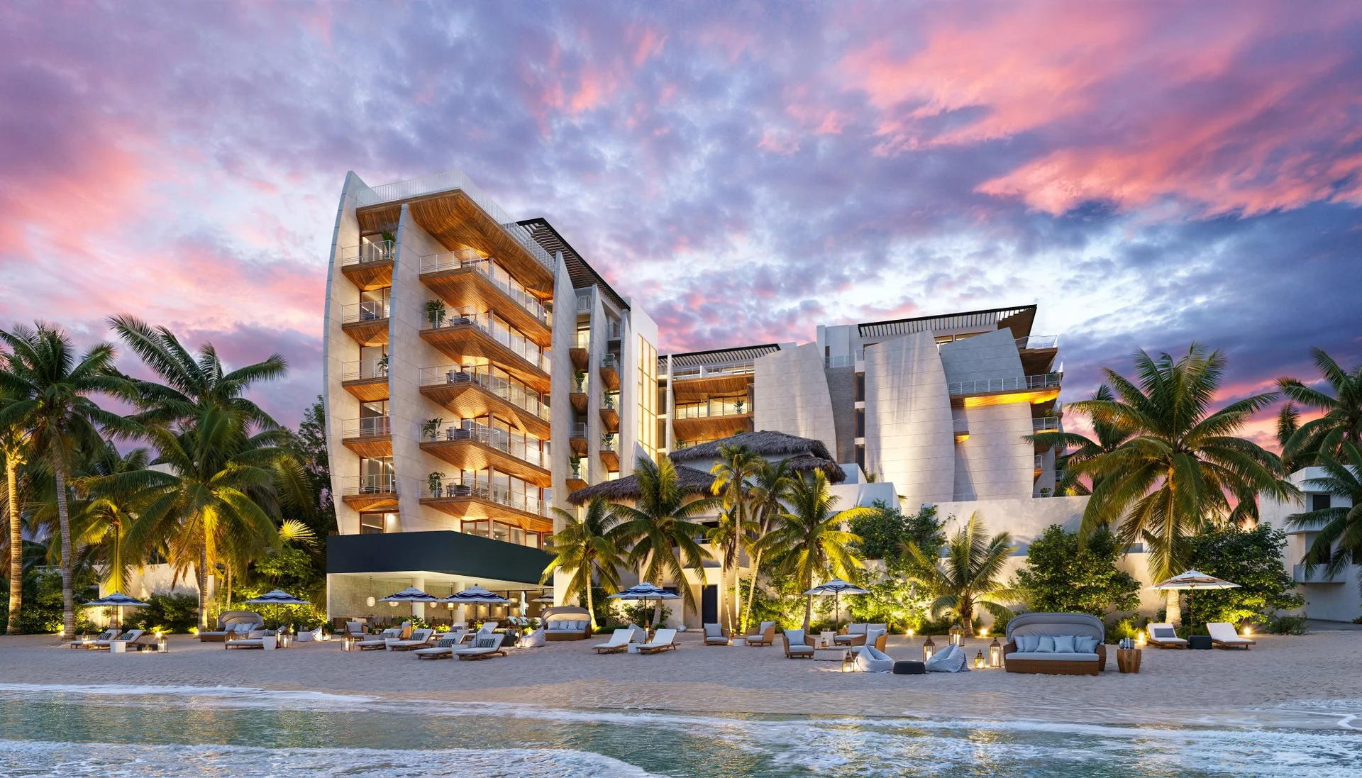 Saint Marine Sea Front Row — 28 luxury residences facing the Caribbean Sea at Calle 4, Playa del Carmen, SIMCA and Seijo Arquitectos