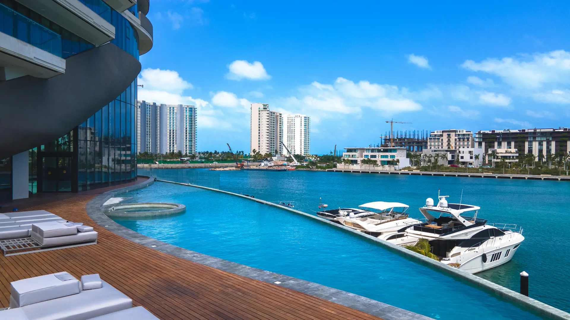 Shark Tower infinity pool and marina