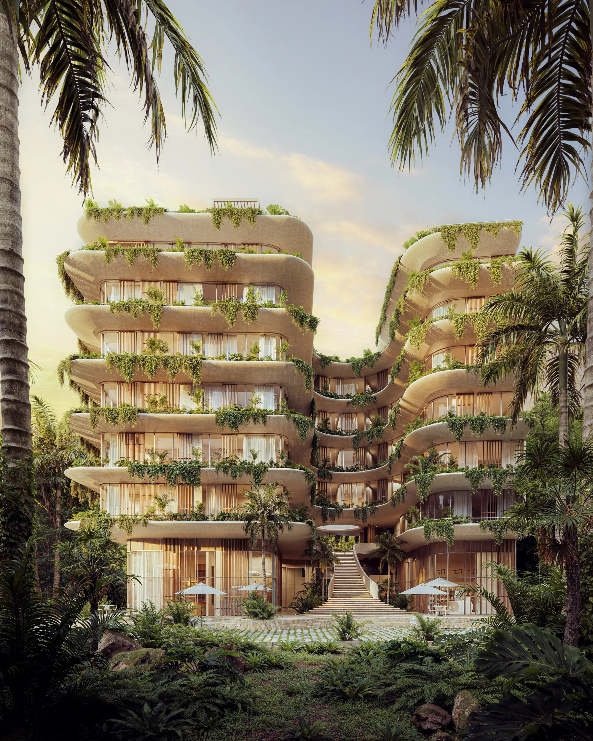 The Grove — the grove fachada biofilica torres curvas playa del carmen, Centro