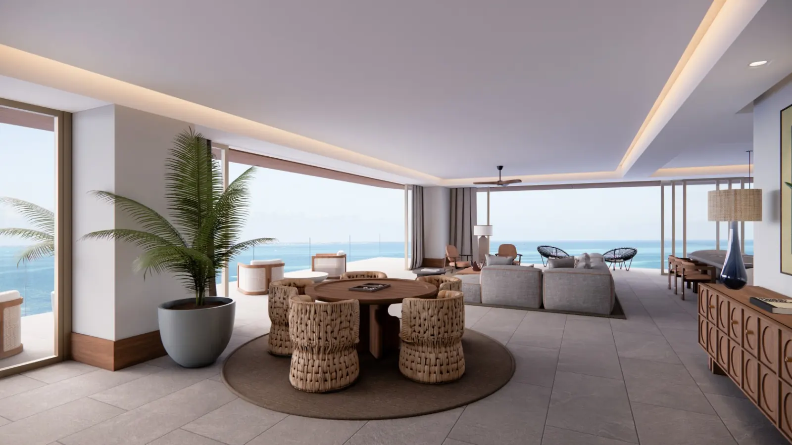 Panoramica sala comedor residencia thompson puerto cancun - Thompson Private Residences Puerto Cancún