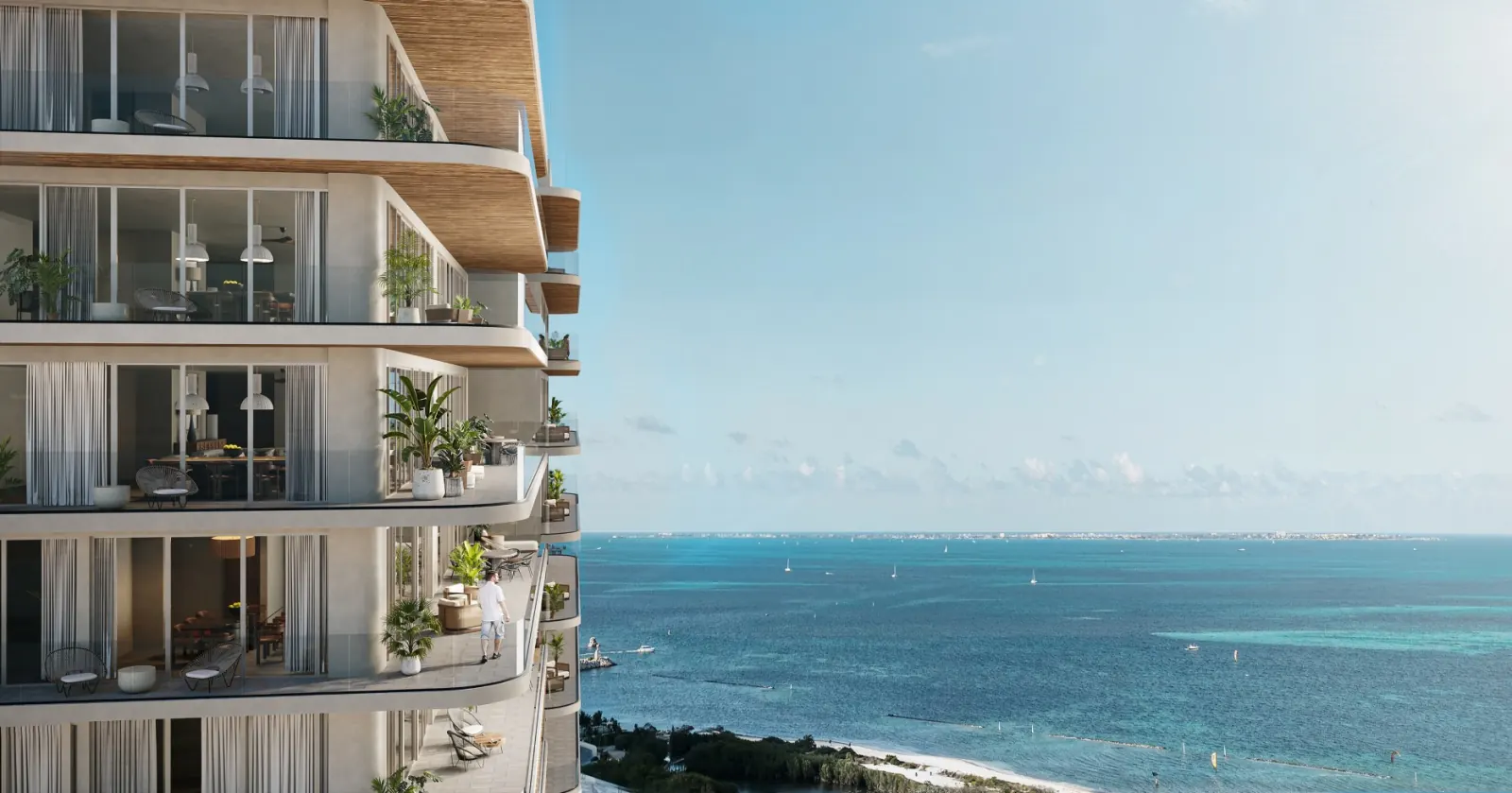 Vista mar caribe panoramica thompson puerto cancun - Thompson Private Residences Puerto Cancún