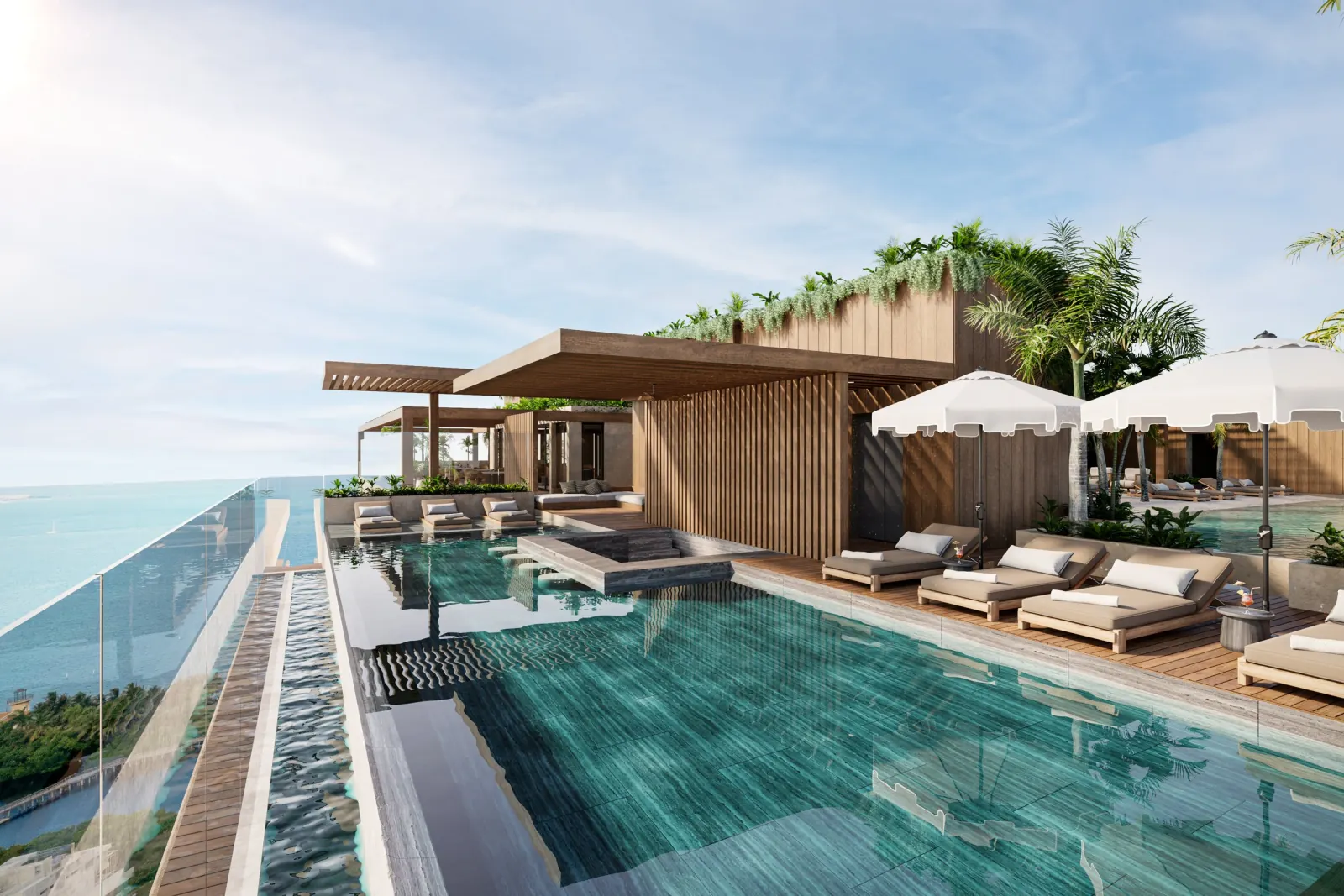 Vista piscina mar rooftop elevada thompson puerto cancun - Thompson Private Residences Puerto Cancún