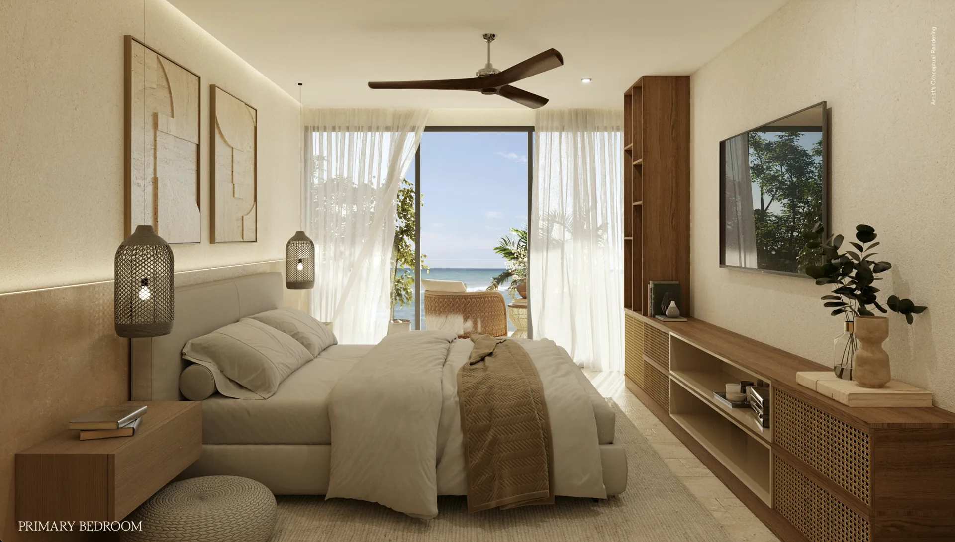Viceroy Branded Residences Playa del Carmen — recámara master con acabados europeos