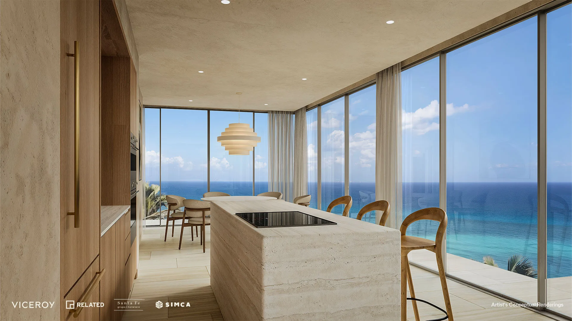 Viceroy Residences Playa del Carmen — sala tipología E1 en branded residences Calle 38