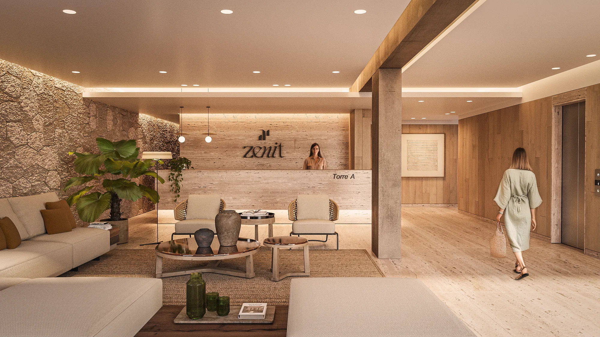Zenit Cancún — lobby travertino cancun, Laguna Nichupté